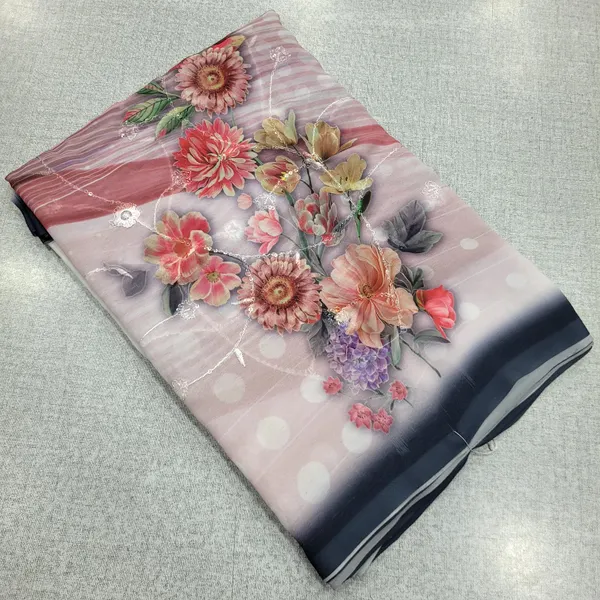 Premium Soft Digital Chiffon Saree with Transparent Sequence Work | SR273
